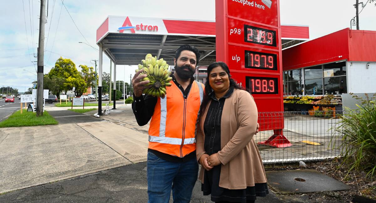 Manwinder Singh and Sandeep Kaur at their newly reopened service station on Ballina Rd. Picture by Cathy Adams
