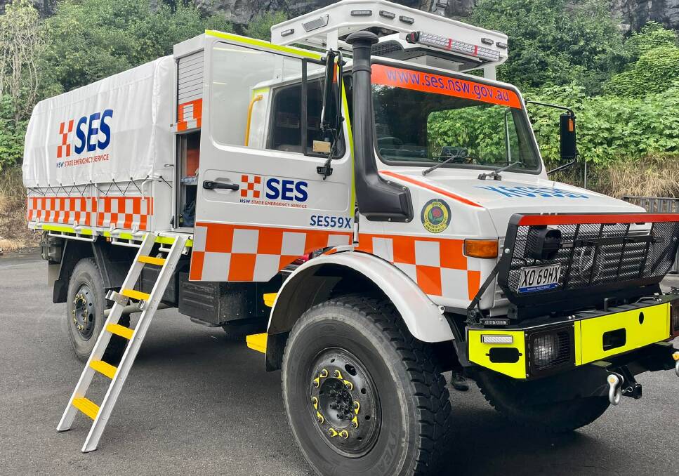 SES vehicle being used to transport people through floodwaters if they need to evacuate.