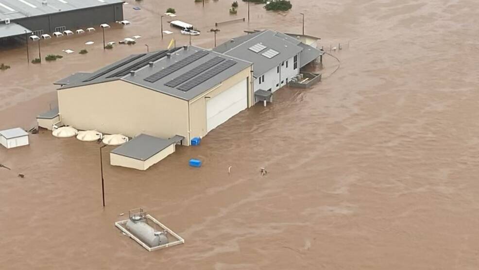 The Westpac chopper's base was inundated by floodwaters. Picture: Westpac Helicopter