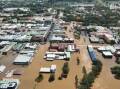 Lismore CBD during the February flood. It's believed about 300 flood impacted businesses may not return to Lismore. Picture: Angus Gray