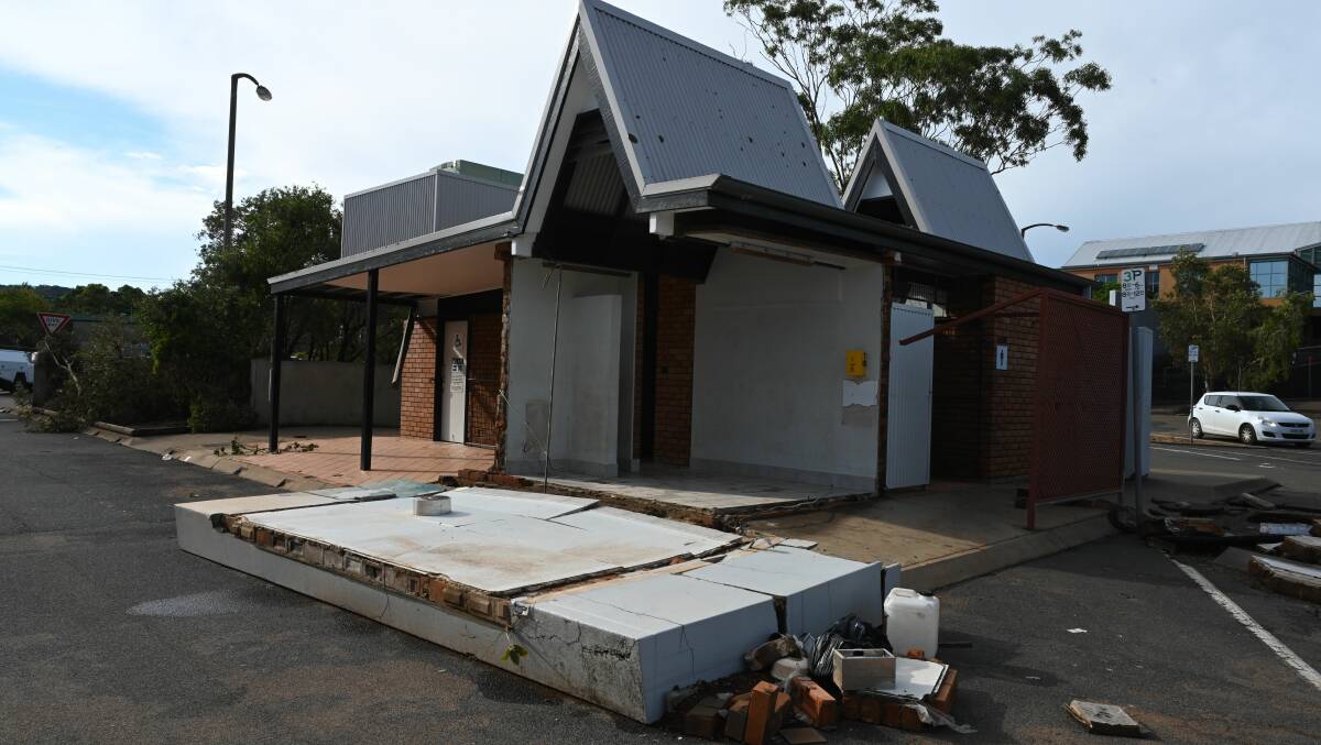 The toilet block in Browns Ck / Clyde Campbell Carpark was destroyed in the February 28 flood. Picture: Cathy Adams