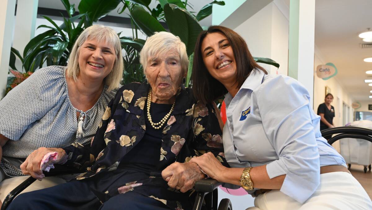 Ella Bortolin turned 99 on April 24 and shares her birthday with niece Debbie Elliott and granddaughter Lisa Love. Picture by Cathy Adams