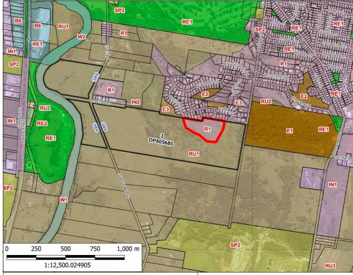 The proposed development in East Lismore is outlined in red, south of Wanda Dr. Picture Lismore City Council