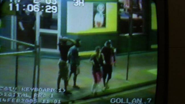 CCTV of the group outside the Gollan Hotel in 2005. Picture supplied
