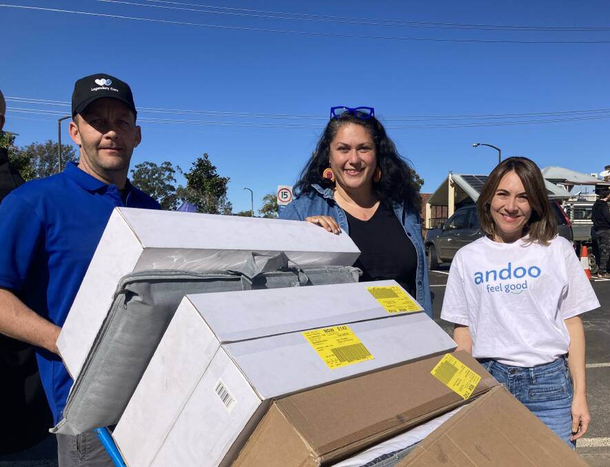 JUST IN: A delivery of goods arrives at the Koori Mail volunteer hub with general manager Naomi Moran and Alice Kuepper from Andoo to coordinate the drop off: Picture Mitchell Craig.