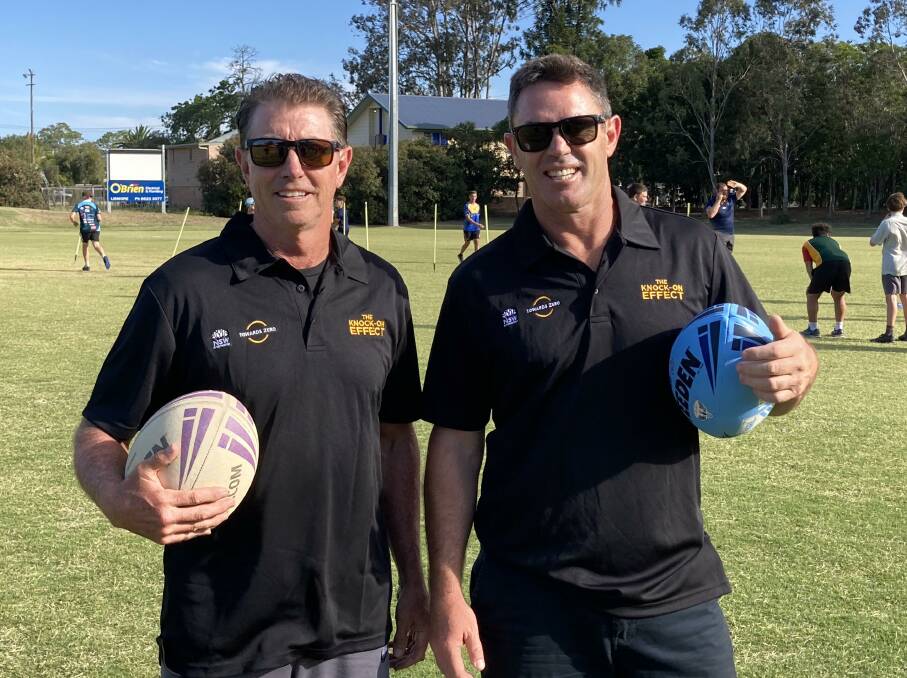 DYNAMIC DUO: NSW State of Origin coach Brad Fittler with his assistant and NRL legend Greg Alexander during a visit to Lismore in 2020. Picture: Mitchell Craig