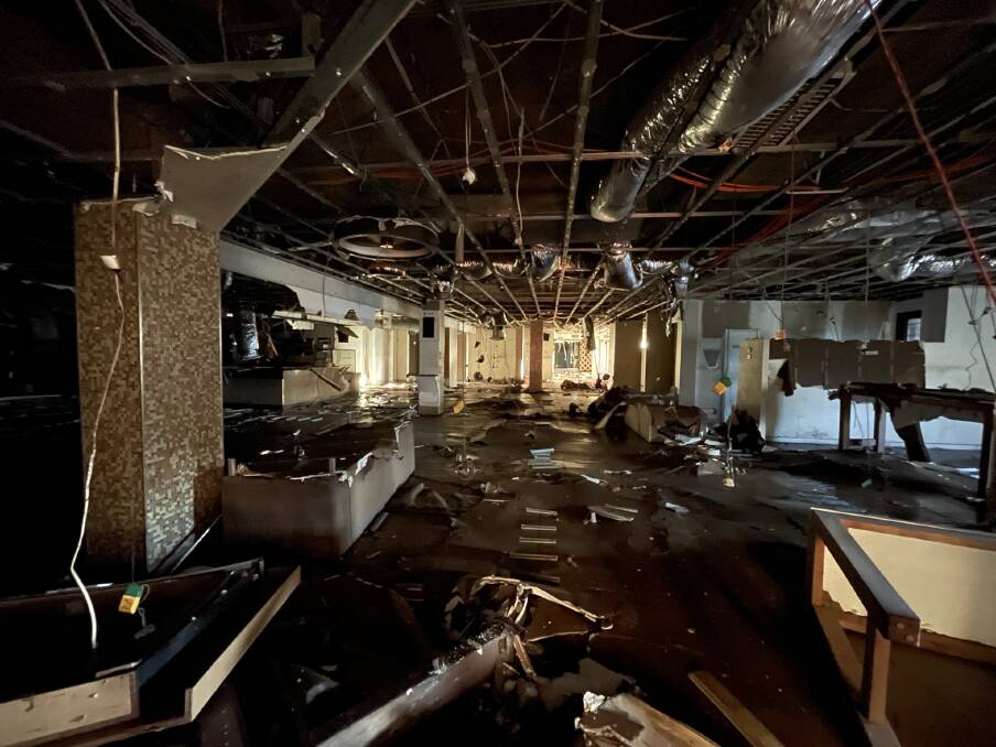 REBUILD: A look at some of the damage from inside the Lismore Workers Club after the first flood in February.