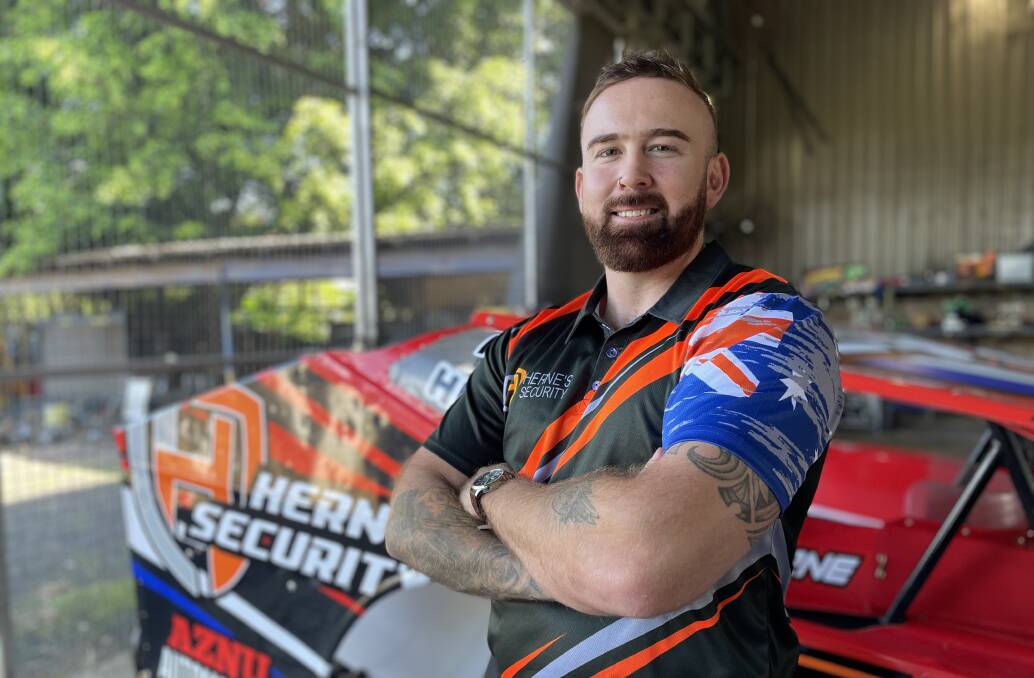 Josh Herne is now racing in the V8 Dirt Modified division at speedway while running a successful security business. Picture by Mitchell Craig.