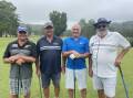 Bill Roberts, Neil Clark, Guy Latham and Oz McPherson about to tee off on the first fairway. Pictures by Mitchell Craig