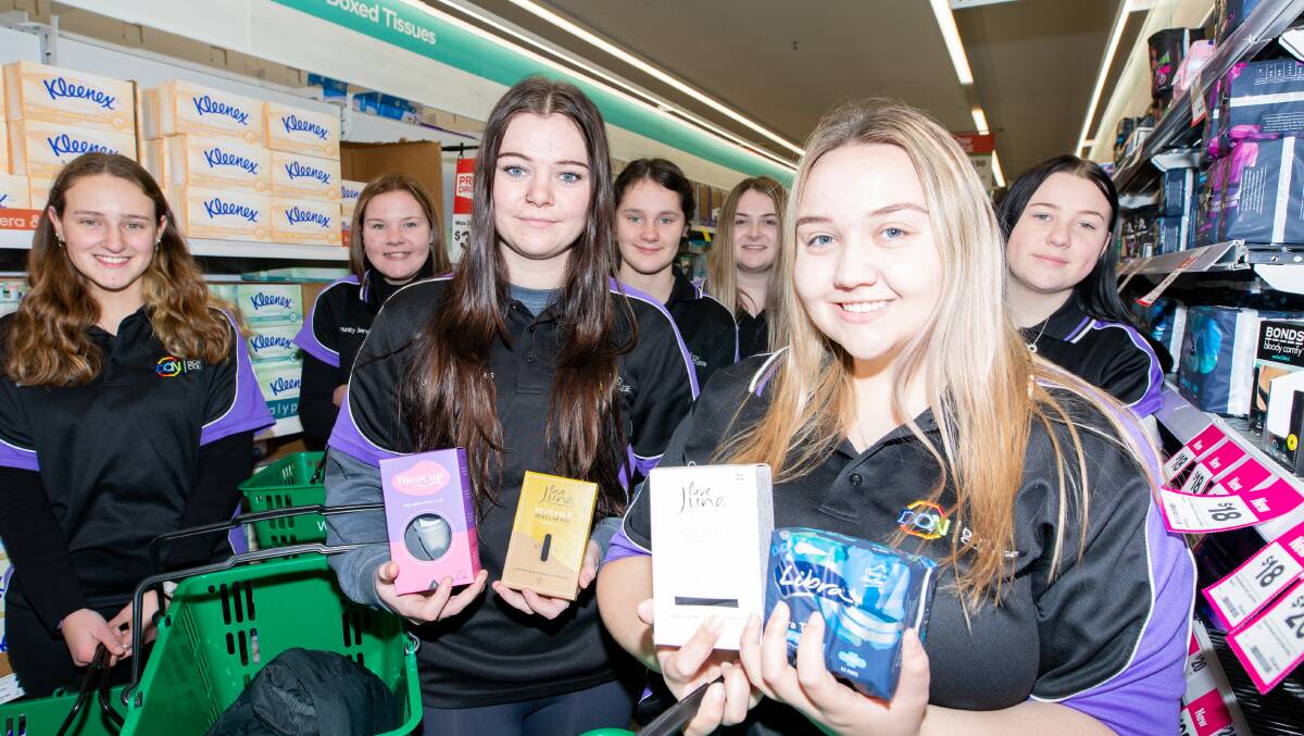 Tasmanian school students held a fundraiser to buy period products they could donate to those in need. Picture by Eve Woodhouse