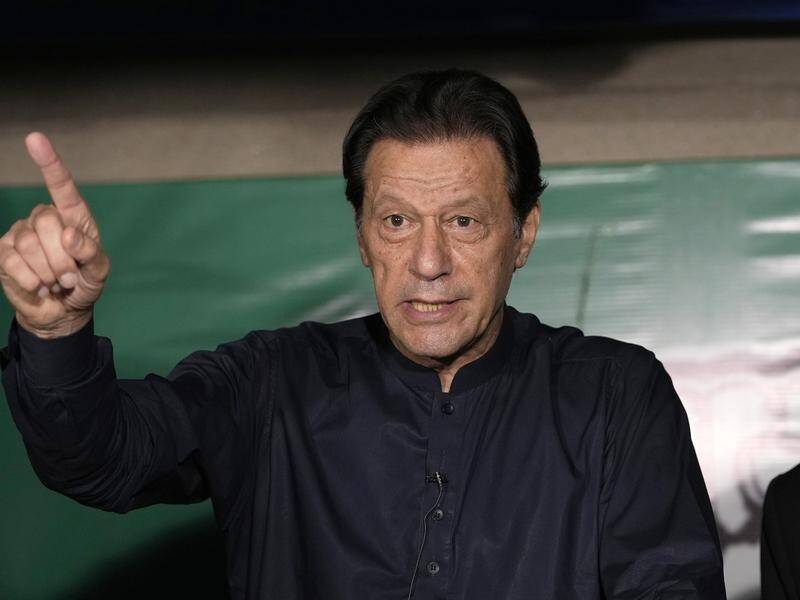 Imran Khan says many of his top aides have been made to resign under duress to weaken his party. (AP PHOTO)