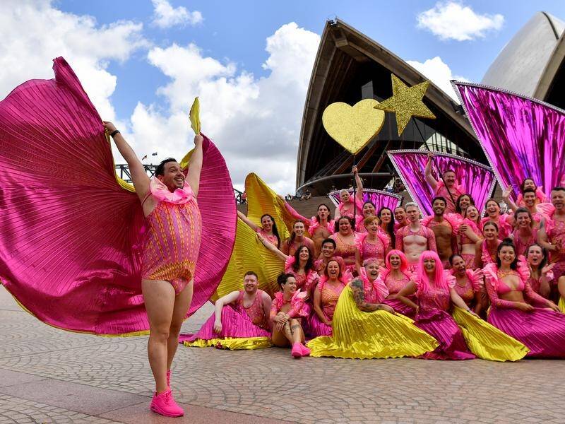 Revellers have been rehearsing for the Sydney Gay and Lesbian Mardi Gras' return to Oxford Street. (Bianca De Marchi/AAP PHOTOS)