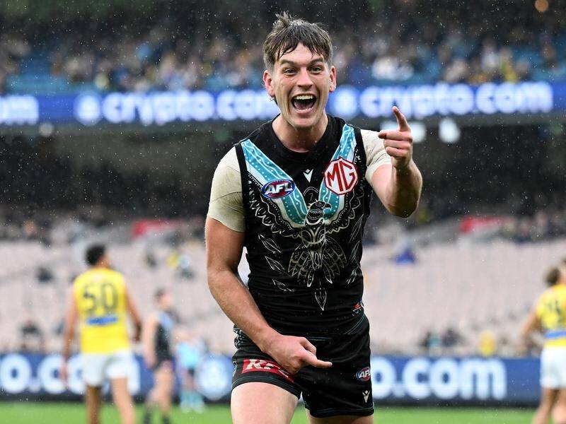 Midfielder Zak Butters has led the way for Port Adelaide in the Power's 10-point win over Richmond. (James Ross/AAP PHOTOS)