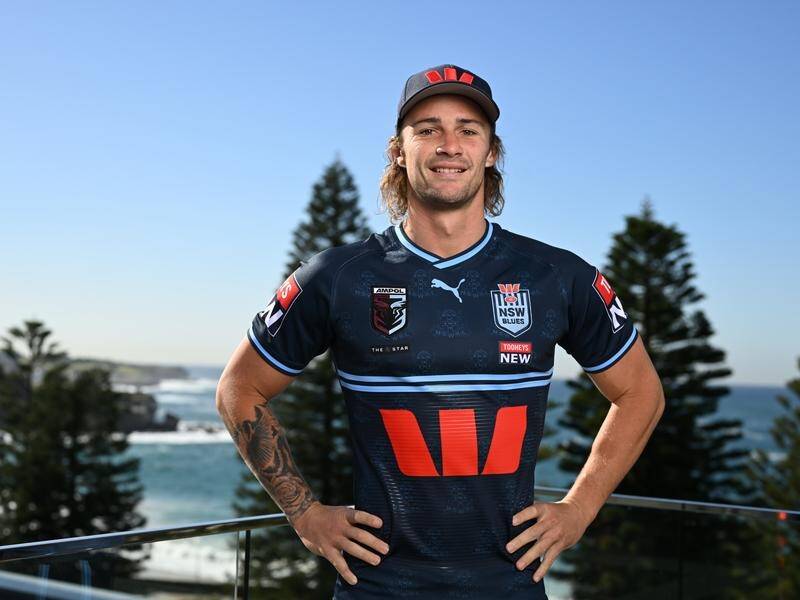 Cronulla star Nicho Hynes will make a much-anticipated State of Origin debut in the series opener. (Dean Lewins/AAP PHOTOS)